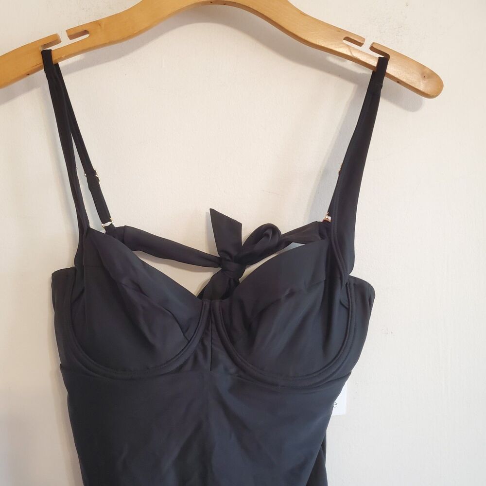 Quince Italian Underwire One Piece Swimsuit Black Size M Beach Resort Vacation - Picture 3 of 10